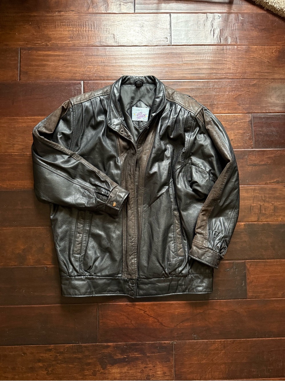Vintage 80s/90s Two-Tone Genuine Leather Bomber Jacket | M